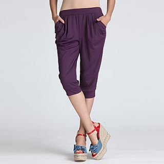 EJAMS Womens Korean Style Slim Waistline Capri Harem Pants(Purple)