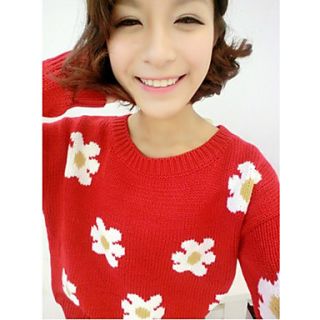 Rxhx Lady Flower Round Knit Coat (Red)