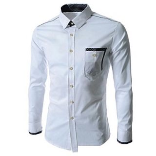 Mens Slim Casual Check Contrast Color Long Sleeved Shirt