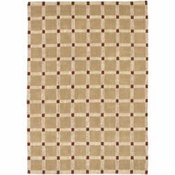 Handwoven Mandara Tan/burgundy Rug (36 X 56) (BurgundyPattern GeometricTip We recommend the use of a  non skid pad to keep the rug in place on smooth surfaces. All rug sizes are approximate. Due to the difference of monitor colors, some rug colors may v