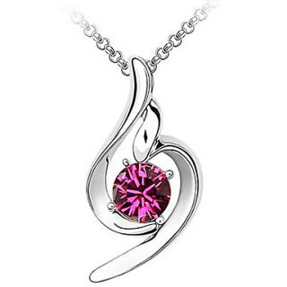 Xingzi Womens Charming Fuchsia Special Pattern Made With Swarovski Elements Crystal Dangling Necklace