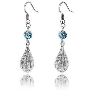 Xingzi Womens Charming Blue Water Drop Made With Swarovski Elements Crystal Link Earrings