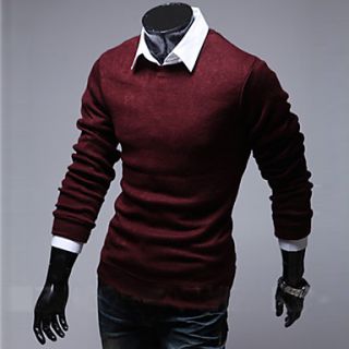 Cocollei round neck solid dyed knit sweater (wine)