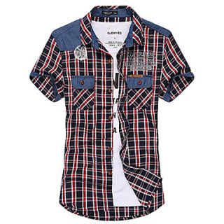 ARW Mens Short Sleeve Check 100% Cotton Red Shirt
