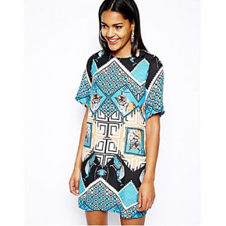 Calary Womens Geometrical Print Multi Color Dress