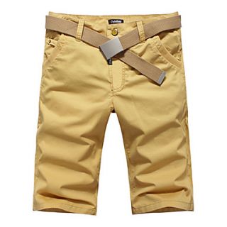 ARW Mens Korean Bodycon Short Leisure Solid Color Yellow Pants