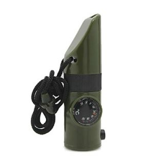 6 in 1 Multifunction Outdoor Emergency Whistle w/ Compass / LED Flashlight / Thermometer   Green
