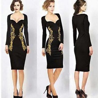 Womens Embroidery Floral Slim Dress