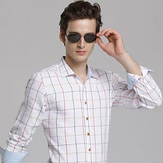 MSUIT Fashion MenS Grid Long Sleeve Shirt Z9133