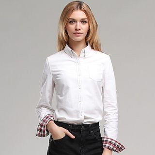 Veri Gude Womens Korean All Match Long Sleeve 100% Cotton White Shirt