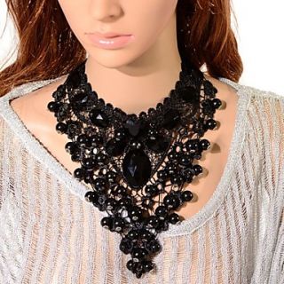 Elonbo Black Gem And Crystal Style Vintage Gothic Lolita Collar Choker Pendant Necklace Jewelry