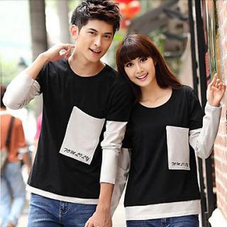 Aiyifang Casual Round Neck Short Sleeve Lovers T Shirt(Black)