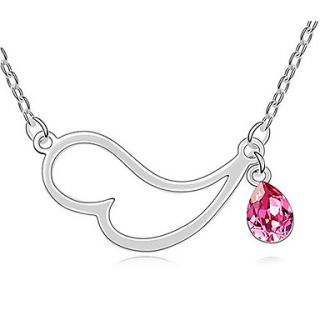 Xingzi Womens Charming Fuchsia Heart Alloy Made With Swarovski Elements Crystal Dangling Necklace