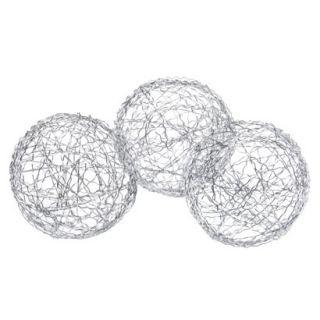 Crinkle Wire Balls Set of Six   Silver