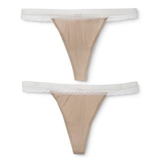 Gilligan & OMalley Womens 2 Pack Micro Lace Thong   Mochaccino S
