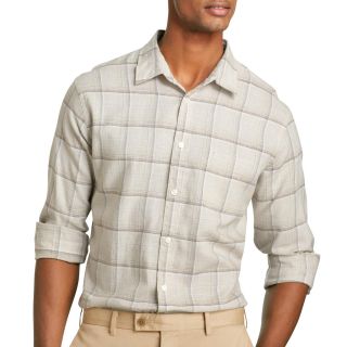 Van Heusen Linen Rich Button Front Shirt, Tan, Mens