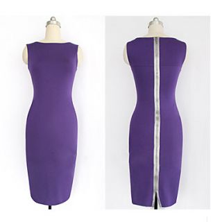 Yyys Casual Slim Over Hip Sleeveless Pencil Dress(Purple)