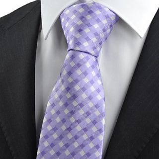 Tie Lilac Purple Violet Cross Checked Pattern Men Tie Necktie Formal Suit Gift