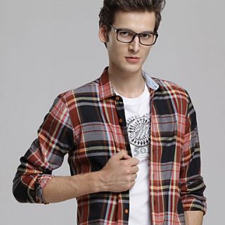 MSUIT Fashion MenS Grid Long Sleeve Shirt Z9130