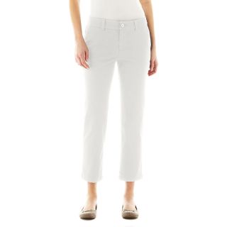 Flat Front Twill Cropped Pants   Talls, White, Womens