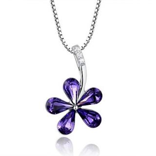 High Quality Lovely Flower Amethyst Sterling Silver Platinum Plated Necklace