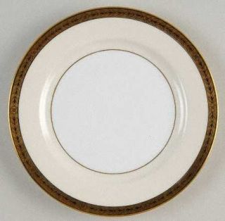 Noritake Goldnoir Bread & Butter Plate, Fine China Dinnerware   Black & Gold Flo