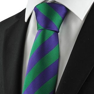 Tie New Striped Green Purple Mens Tie Suit Necktie Party Wedding Holiday Gift