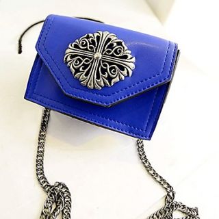 Daidai Womens Vintage Korean Style Metal Decoration Royal Blue Shoulder Bag