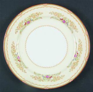 Noritake N298 Dinner Plate, Fine China Dinnerware   Red&Green Border,Floral Spra