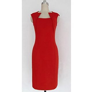 Yyys Casual Slim Sleeveless Pencil Dress(Red)