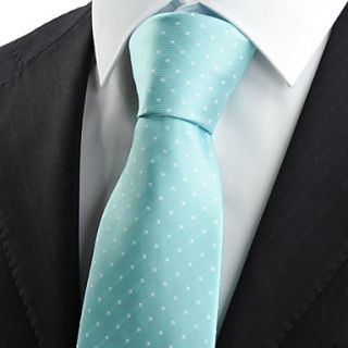 Tie New White Dot Mint Blue JACQUARD Mens Tie Necktie Wedding Party Suit Gift