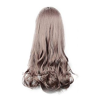 High Quality Cosplay Synthetic Wig Harajuku Style Lolita Aubergine Full Bang Long Wavy Wig