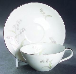 James Chatelaine Lillies Flat Cup & Saucer Set, Fine China Dinnerware   Tames, G