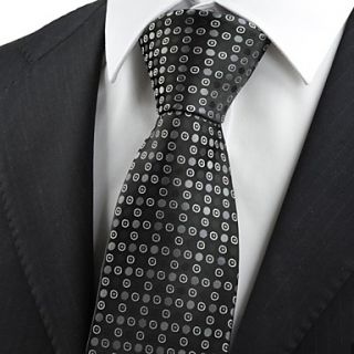 Tie Black Grey Polka Dot Circle Pattern Mens Tie Necktie Formal Wedding Gif