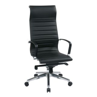Office Star Products Black High back Eco Leather Chair (Black Weight capacity 250 lbs Dimensions 50.75 inches high x 21.75 inches wide x 24.75 inches deep Seat size 18.75 inches wide x 16.5 inches deep Back size 17.75 inches wide x 28.5 inches high Se