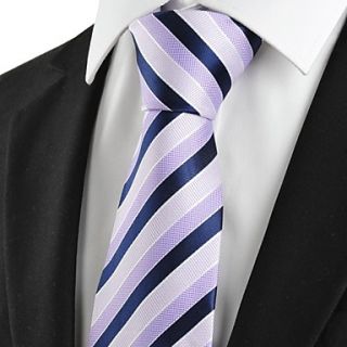 Tie New Striped Lilac Navy Formal Mens Tie Necktie Wedding Party Holiday Gif