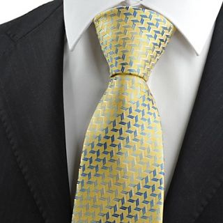 Tie Yellow Golden Blue Diamond Pattern Mens Tie Necktie Formal Holiday Gift