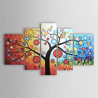 Hand painted Abstract Life Trees Oil Painting with Stretched Frame   Set of 5