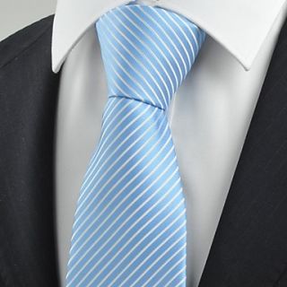 Tie Striped Blue White Classic JACQUARD Mens Tie Necktie Wedding Party Gift