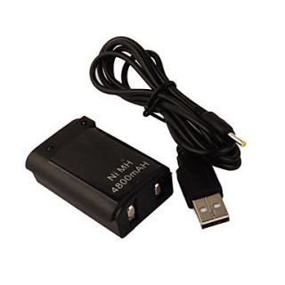 4800mAh Rechargeable Battery with USB Charging Cable for Xbox 360 Wireless Controller