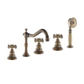 Antique Brass Finish Tub Faucet with Hand Shower