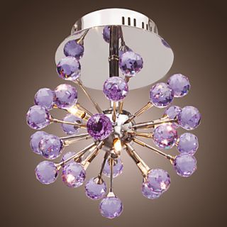 6 light Floral Shape K9 Crystal Ceiling Light Purple (0942 98004 C 6P)