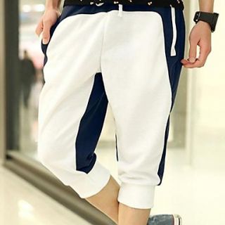 Mens Contrast Color Cropped Skinny Sport Pant