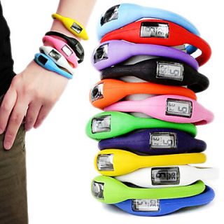 Unisex Colorful Silicone Band Digital Anion Bracelet Watch (7 Pack, Random Color)
