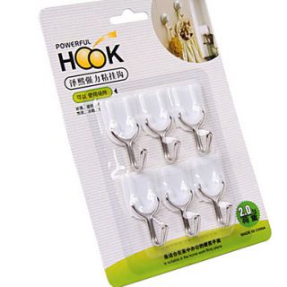 Multipurpose Plastic Sticky Hook, Set of 6, L14cm x W10cm x H2.8cm