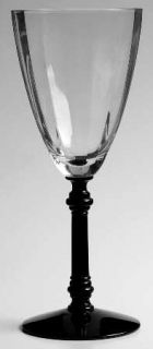 Unknown Crystal Unk8394 Water Goblet   Clear Optic Bowl,Black Stem&Foot