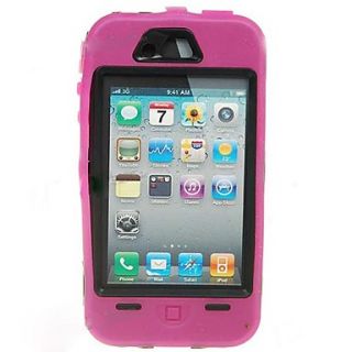 Extra Tough Protective Impact Housing Case LCD Screen Protector for iPhone 4 (Pink)