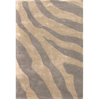 Hand tufted Transitional Animal print Gray/ Black Accent Rug (2 X 3)