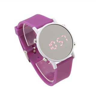 Mirror Face Silicone Band LED Wrist Watch(Purple)