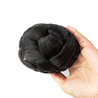 Synthetic Black Braided Bun Hairpiece